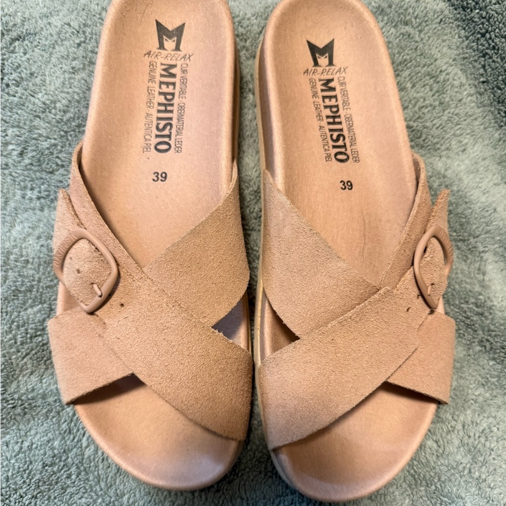 Mephisto pink Sandals with Crisscross Straps and Cushioned Footbed